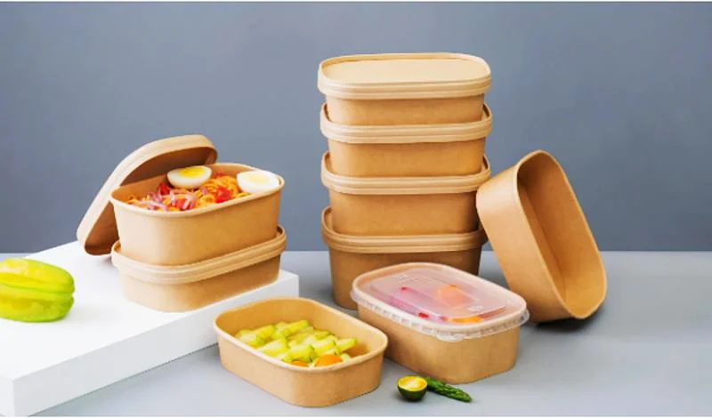 High Quality 500ml Kraft Disposable Bowl Take Away Paper Lunch