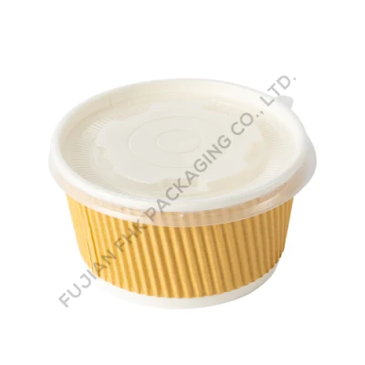 Disposable 12oz Ripple Wall Corrugated Paper Bowl Bio-Degradable Insulated Soup Paper Bowl