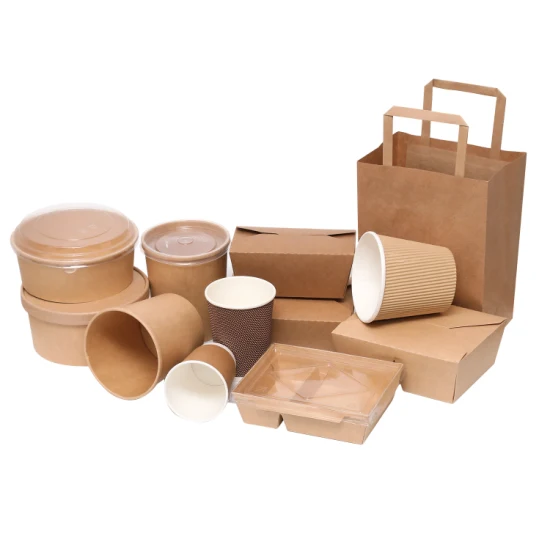 500ml Food Grade Disposable Fried Chicken Fruit Ice-Cream Salad Kraft Paper Bowl Paper Paper Box with PP Lid or Paper Lid