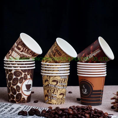 Party Disposable Dessert Kraft Paper Takeaway Soup Coffee Cups Clear Spot Disposable 6oz 7oz for Hot Drinks with PP Lids