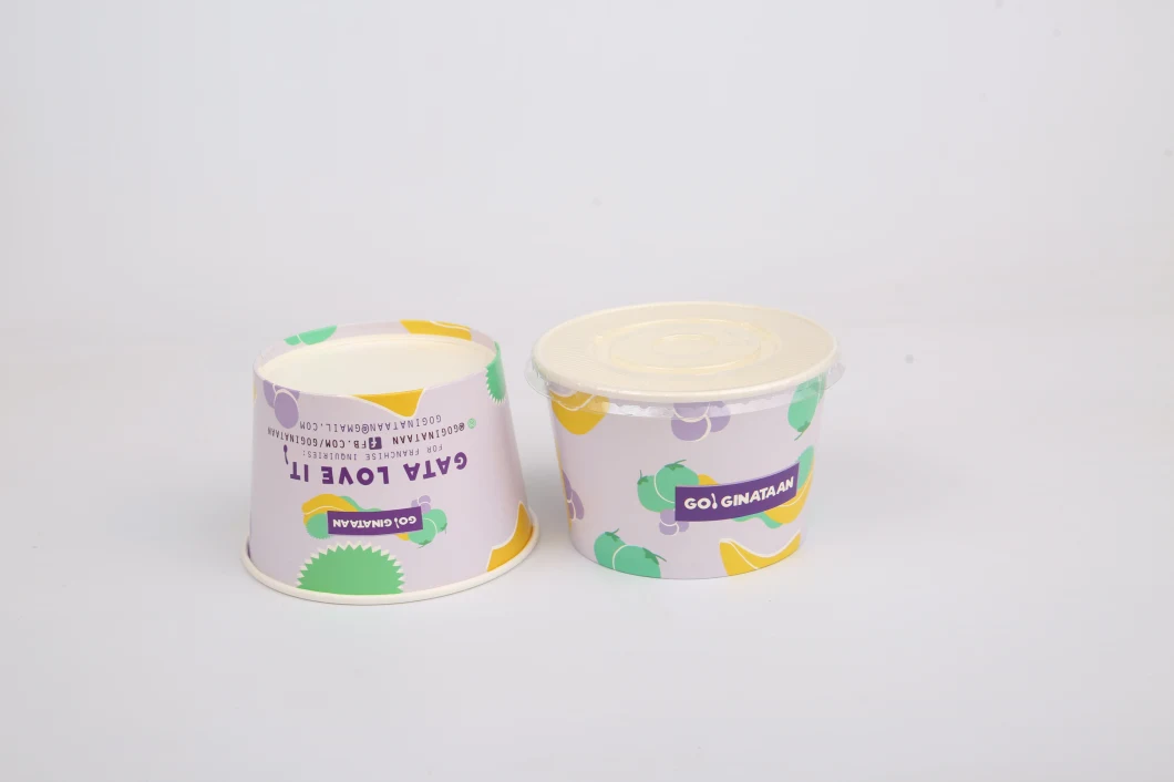 6oz Disposable Ice Cream Paper Cups with Dome Lids or Flat Lids and Spoon