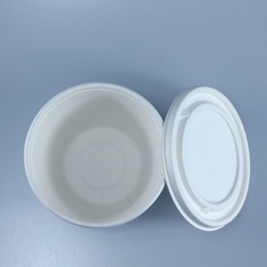 New Style 16oz Biodegradable Bagasse Disposable Pulp Paper Soup Cups and Lid