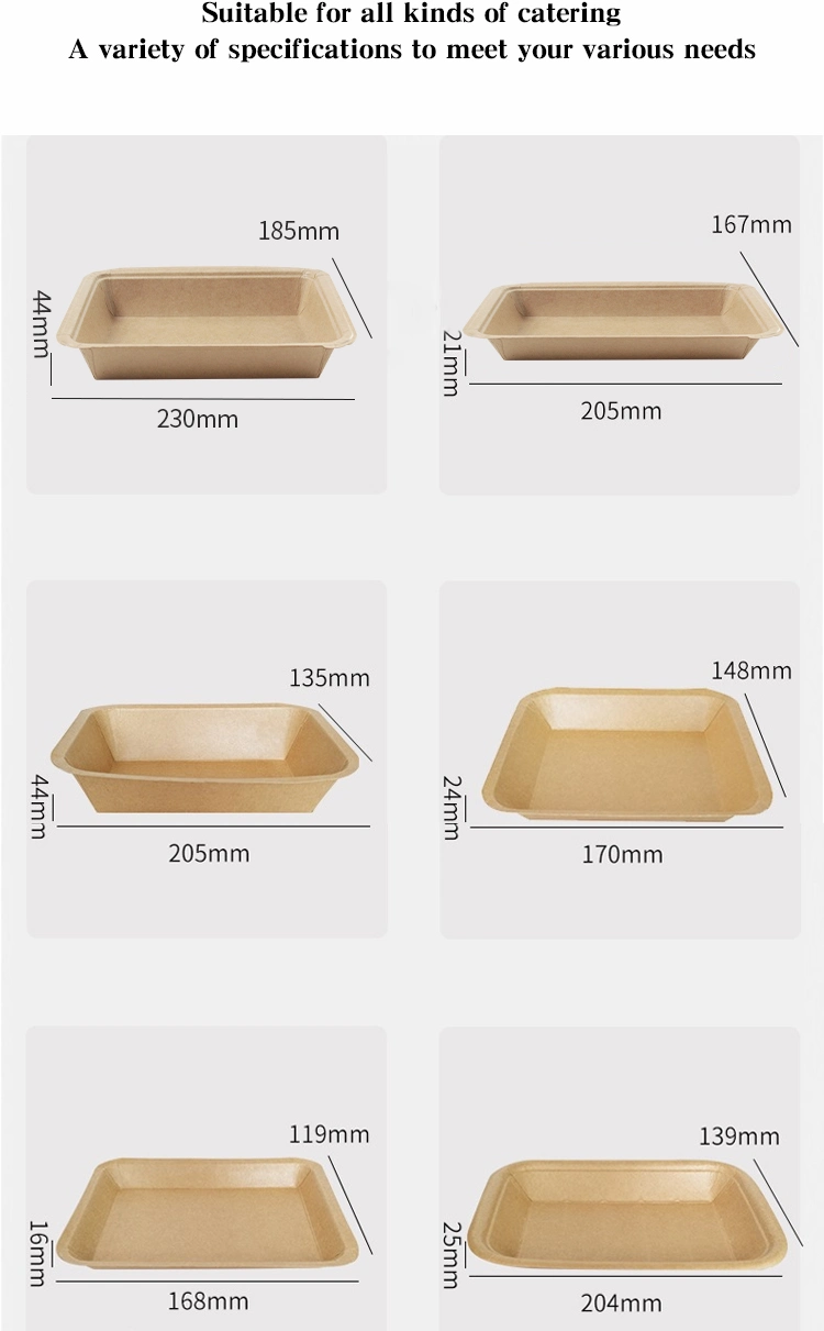 Takeaway Disposable Paper Tableware 230mm Length Kraft Paper Tray Customizable